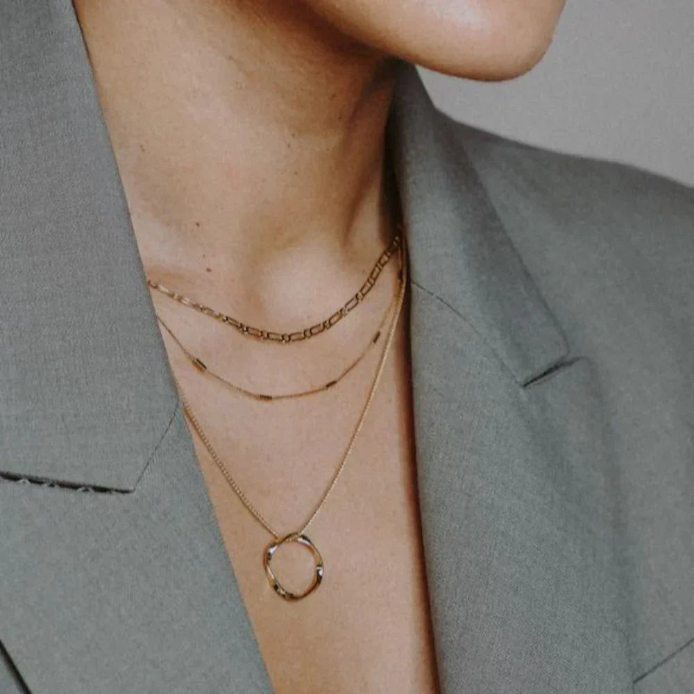 Radiant Orb Triple Strand Necklace | Gold
