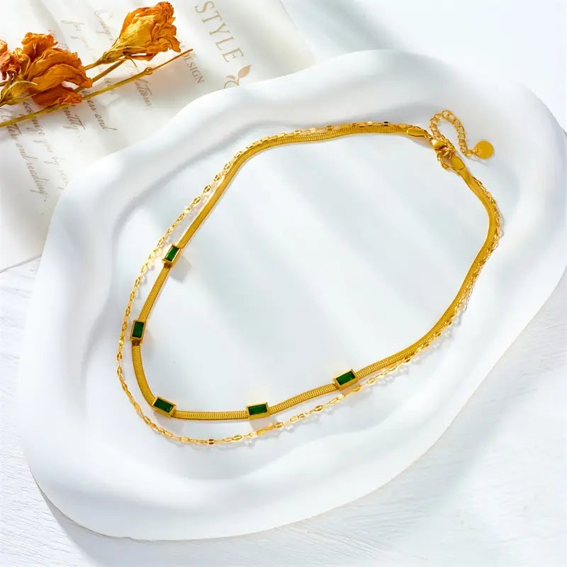 Elegance Duo Layer Vintage Necklace | Gold