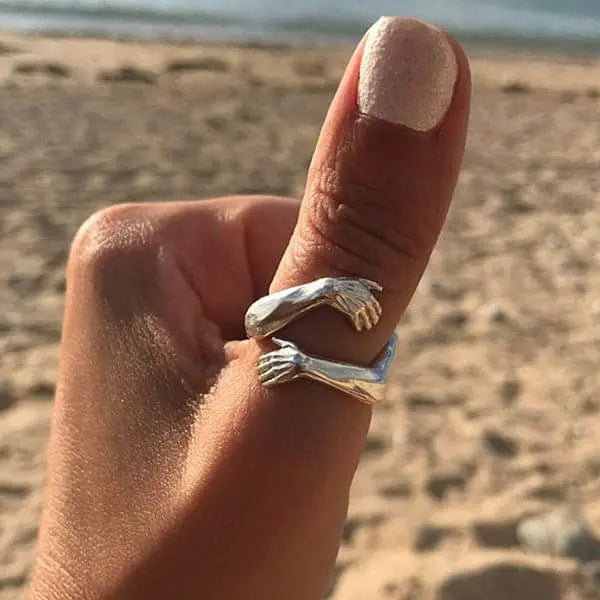 Gold flexible embrace ring