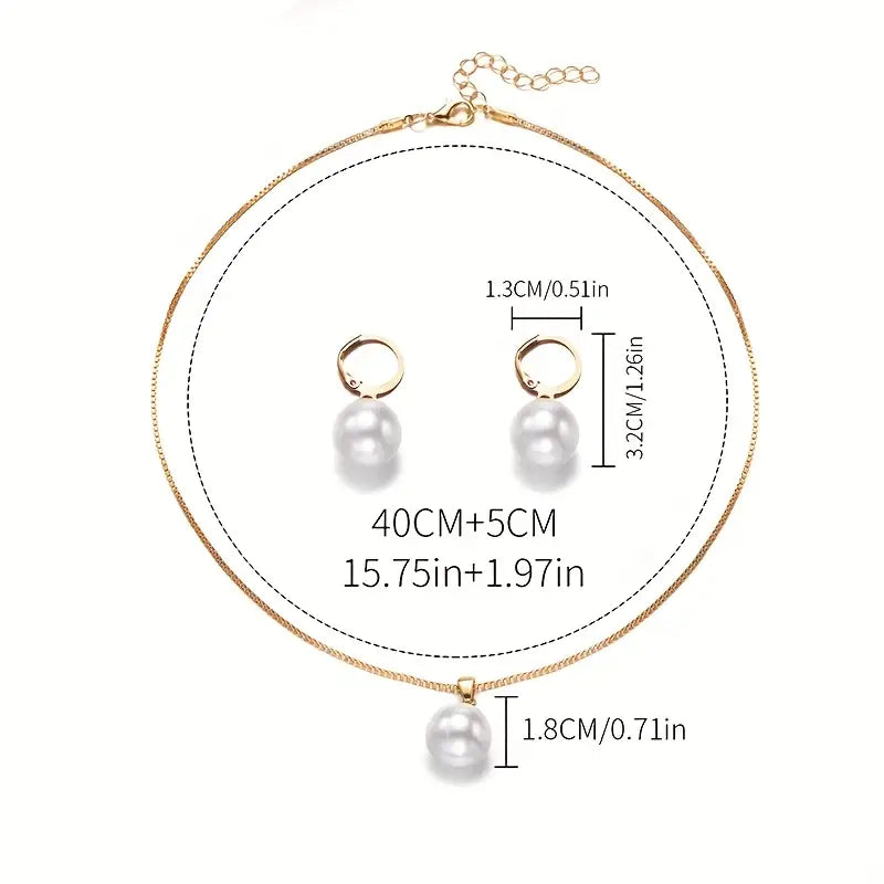 Radiant Elegance Pearl Jewelry Set | Gold