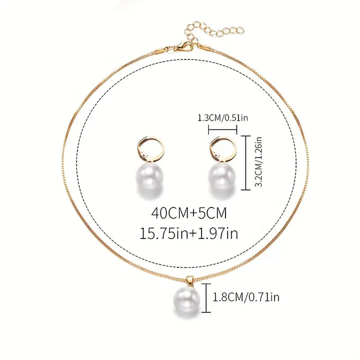 Radiant Elegance Pearl Jewelry Set | Gold