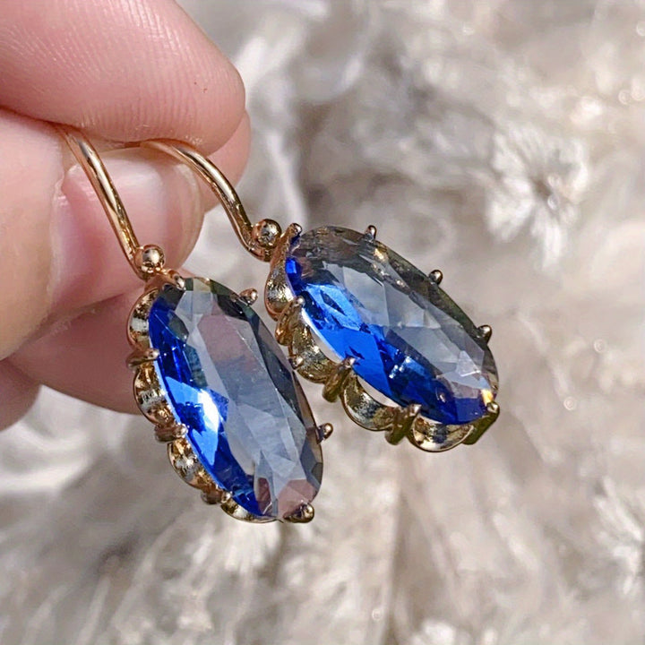 Royal Teal Petal Earrings | Gold