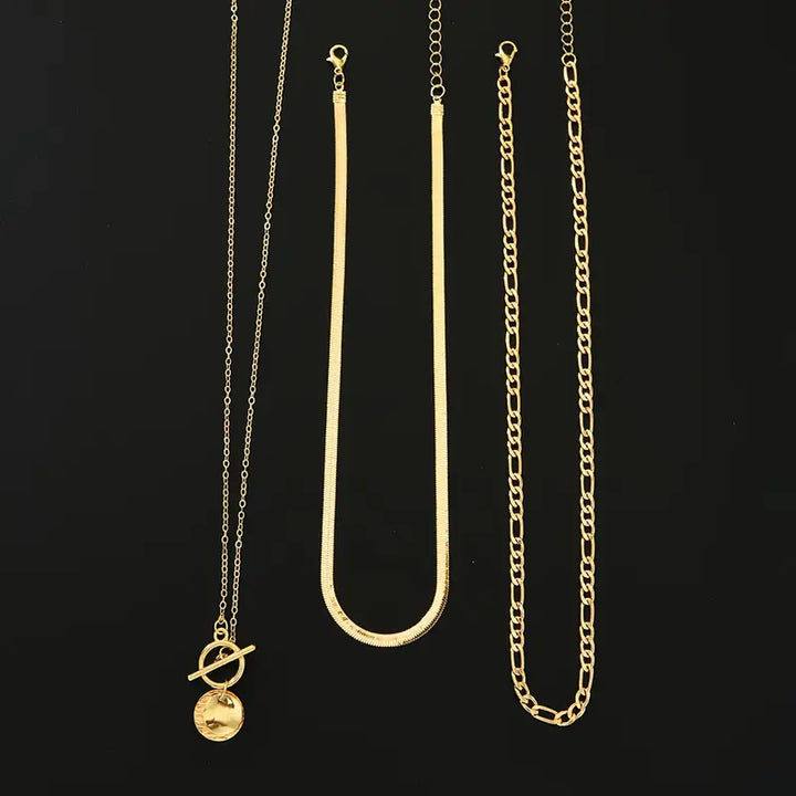 Elara Beaded Coin Layered Necklace | Gold