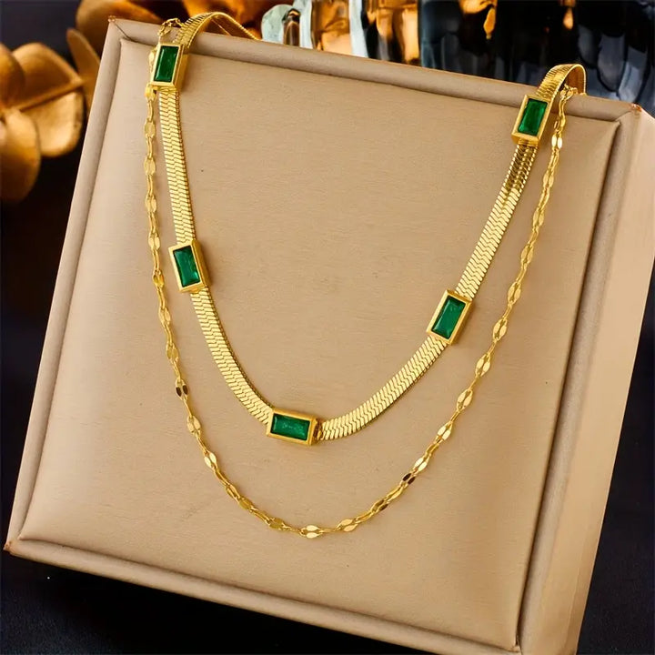 Elegance Duo Layer Vintage Necklace | Gold