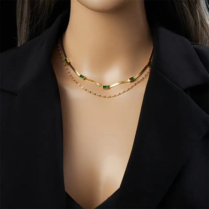 Elegance Duo Layer Vintage Necklace | Gold